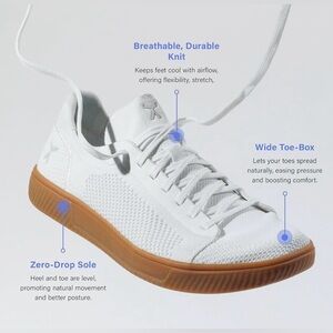 Flux footwear Adapt Knit Trainer White with Gum Sole Textured Comfort Insole